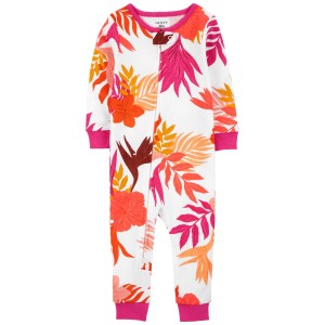Pink Baby 1-Piece Floral 100% Snug Fit Cotton Footless Pajamas