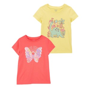 Multi Toddler 2-Pack Dinosaur & Butterfly Graphic Tees