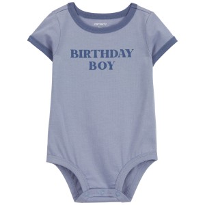 Blue Baby Birthday Boy Bodysuit