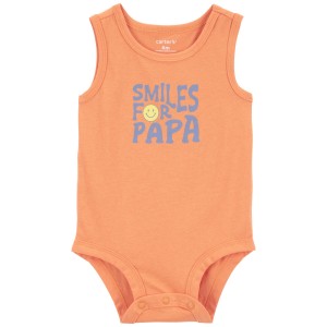 Orange Baby Smiles For Papa Sleeveless Bodysuit