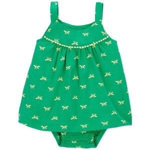 Green Baby Butterfly Sunsuit