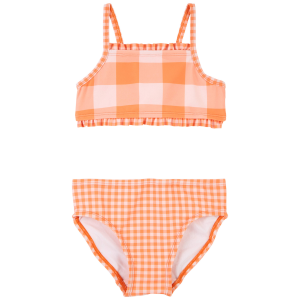 Orange Baby Gingham Ruffle 2-Piece Bikini