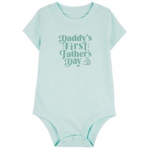 Blue Baby First Fathers Day Cotton Bodysuit