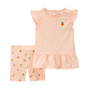 Peach Baby 2-Piece Peach Flutter Top & Bike Short Set