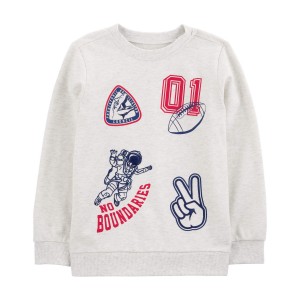 Grey Kid Patch French Terry Pullover