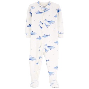 Navy Baby 1-Piece Whale PurelySoft Footie Pajamas
