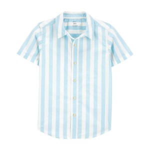 Blue/White Kid Striped Button-Down Shirt