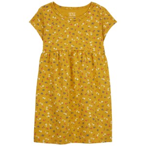 Gold Toddler Floral Jersey Dress
