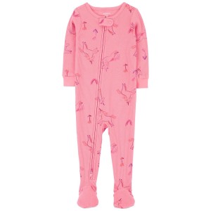 Pink Baby 1-Piece Unicorn Thermal Footie Pajamas