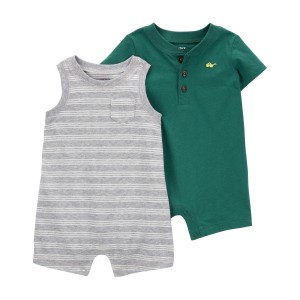 Multi 2-Pack Cotton Rompers