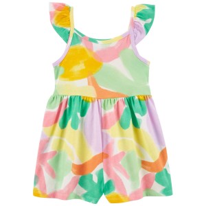 Multi Toddler Abstract Print Cotton Romper