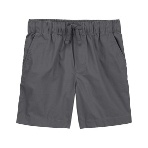Grey Kid Pull-On Poplin Shorts