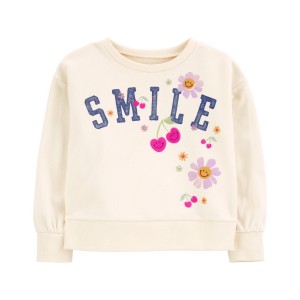 Ivory Toddler Smile Floral Sweatshirt