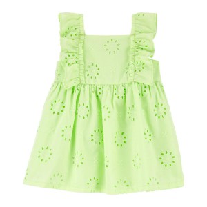 Green Baby Eyelet Ruffle Dress
