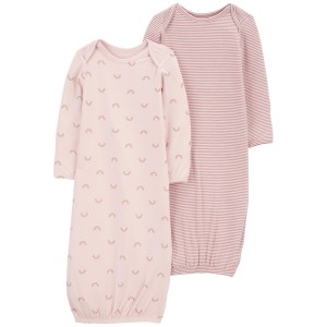 Pink Baby Rainbow 2-Pack PurelySoft Sleeper Gowns