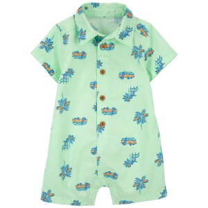 Green Baby Tropical Cotton Romper