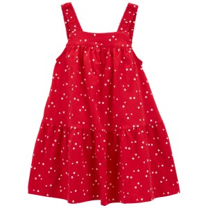 Red Toddler Star Print Midi Dress