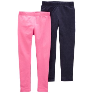 Pink Kid 2-Pack Pink & Denim Leggings