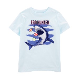 Blue Kid Egg Hunter Shark Graphic Tee