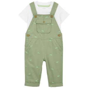 Green/White Baby 2-Piece Tee & Chameleon Coverall Set