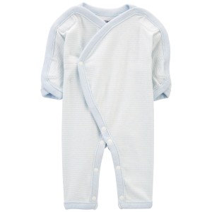 Blue Baby Preemie Striped Cotton Sleep & Play