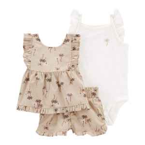 Multi Baby 3-Piece Palm Tree Outfit Set