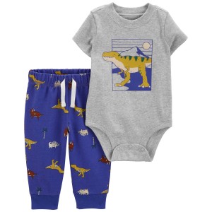 Blue Baby 2-Piece Dinosaur Bodysuit Pant Set