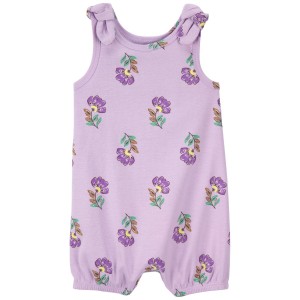 Purple Baby Floral Cotton Romper