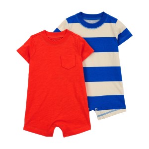 Red Baby 2-Pack Cotton Rompers