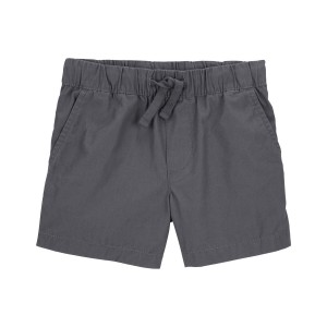 Grey Baby Pull-On Poplin Shorts