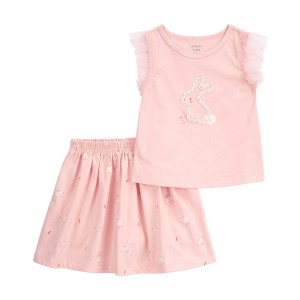Pink Toddler 2-Piece Bunny Top & Skort Set