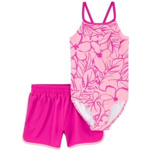 Pink Kid 2-Piece Swimsuit & Short Set
