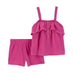 Pink Baby 2-Piece Crinkle Jersey Outfit Set