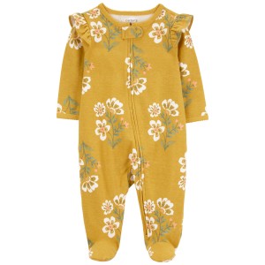 Mustard Baby Floral 2-Way Zip Cotton Sleep & Play