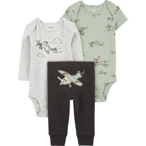 Multi Baby 3-Piece Airplane Little Outfit Set