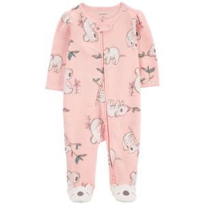 Pink Baby Koala 2-Way Zip Cotton Sleep & Play