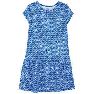 Blue Kid Geo Print Cotton Dress