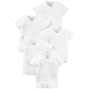 White Baby 5-Pack Side-Snap Tees