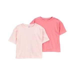 Pink Kid 2-Pack Loose Fit Cropped Pajama Shirts