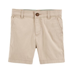 Khaki Toddler Flat-Front Shorts