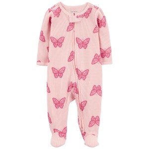 Pink Baby Butterfly 2-Way Zip Thermal Sleep & Play