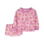 Pink Toddler 2-Piece Daisy French Terry Pajamas