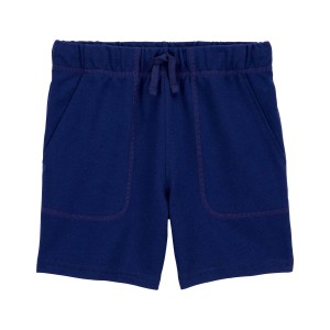 Navy Kid Pull-On Cotton Shorts