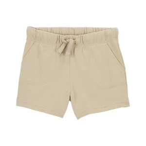 Khaki Toddler Pull-On Cotton Shorts