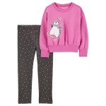 Multi Baby 2-Piece Penguin Fleece Sweater & Cozy Fleece Leggings