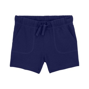 Navy Toddler Pull-On Cotton Shorts