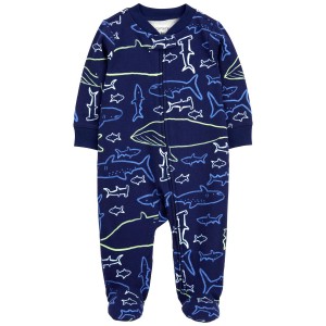 Navy Baby 2-Way Zip Whale Cotton Sleep & Play Pajamas