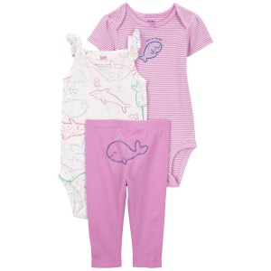 Purple/White Baby 3-Piece Whale Little Character Set