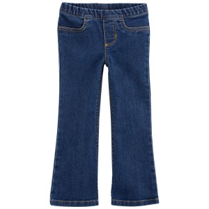 Navy Toddler Flare Pull-On Denim Jeans