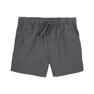 Grey Toddler Pull-On Poplin Shorts